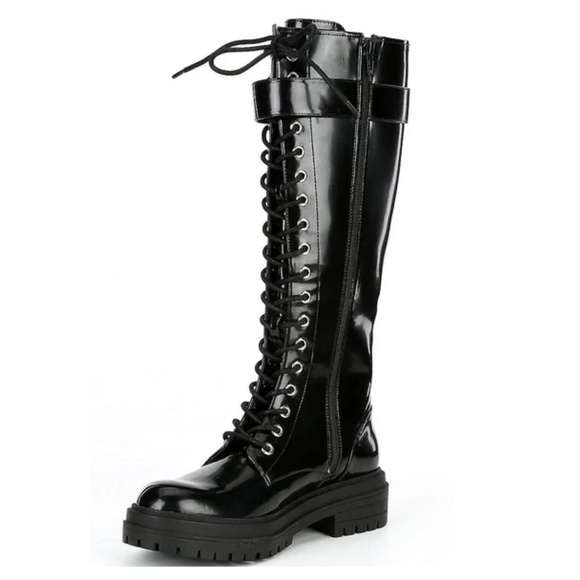 NEW GB Gianni Bini Sky Scraper Lace-Up Lug Sole Platform Tall Combat Boots - Picture 3 of 5